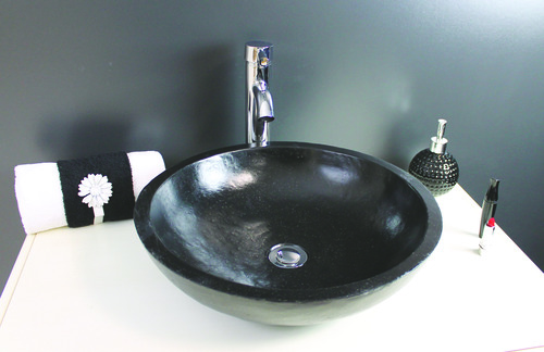 Vasque HELOISE noire Ø40x13 en terrazzo à poser<